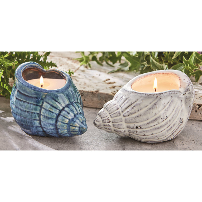 White Conch Shell Citronella Candle