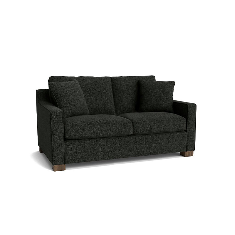 Causeuse à accoudoirs carrés de 56 po avec coussins réversibles Aceyon, Noyer, Giovanna étain