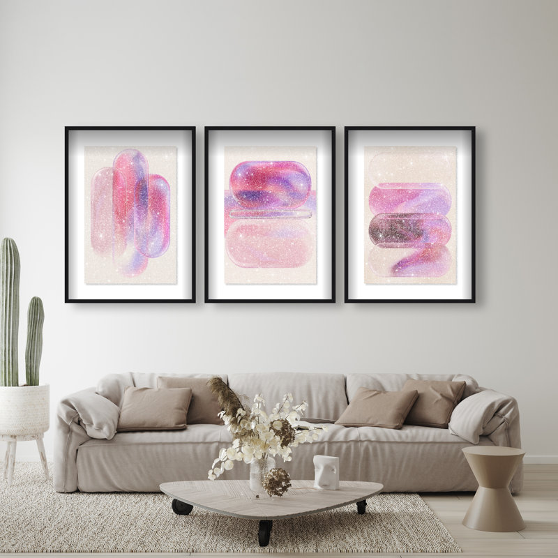 Rose Topaz Set Set by Oliver Gal, 25.5"H x 17.5"W, Black Shadowbox