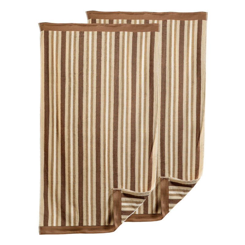 Draps 100% coton rayé à longues fibres peignées, Chocolat