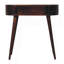 Petite console ronde en bois massif miel caramel, 1 tiroir, pieds nordiques, brun foncé