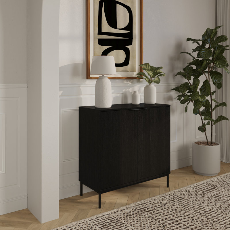 Slim 2-Door Storage Cabinet, Black