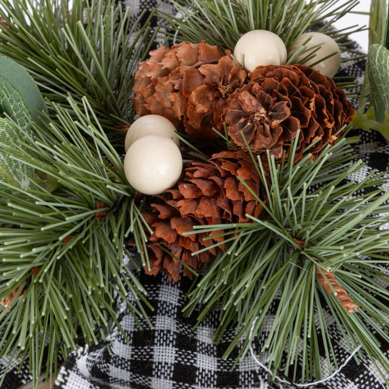 Woven Design Nested Box Décor With Pine Cones And Bow Set Of 3