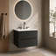 Meuble-lavabo mural noir et noyer Gloria