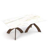 Entwine - Rectangular 48IN x 84IN Macchia Vecchia Stone Top Table - Natural Walnut Finish