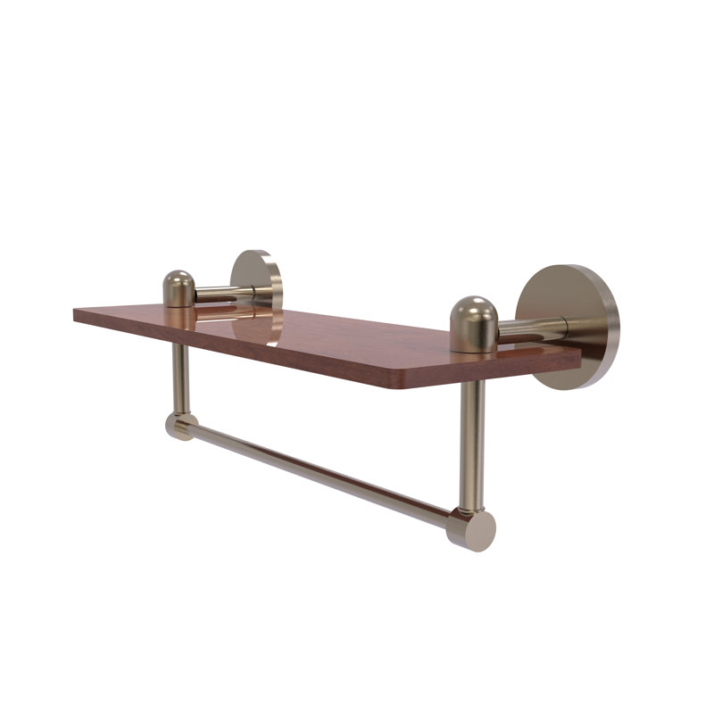 Itzhak Bracket Shelf with Towel Bar, Antique Pewter, 5" H x 16" W x 5" D