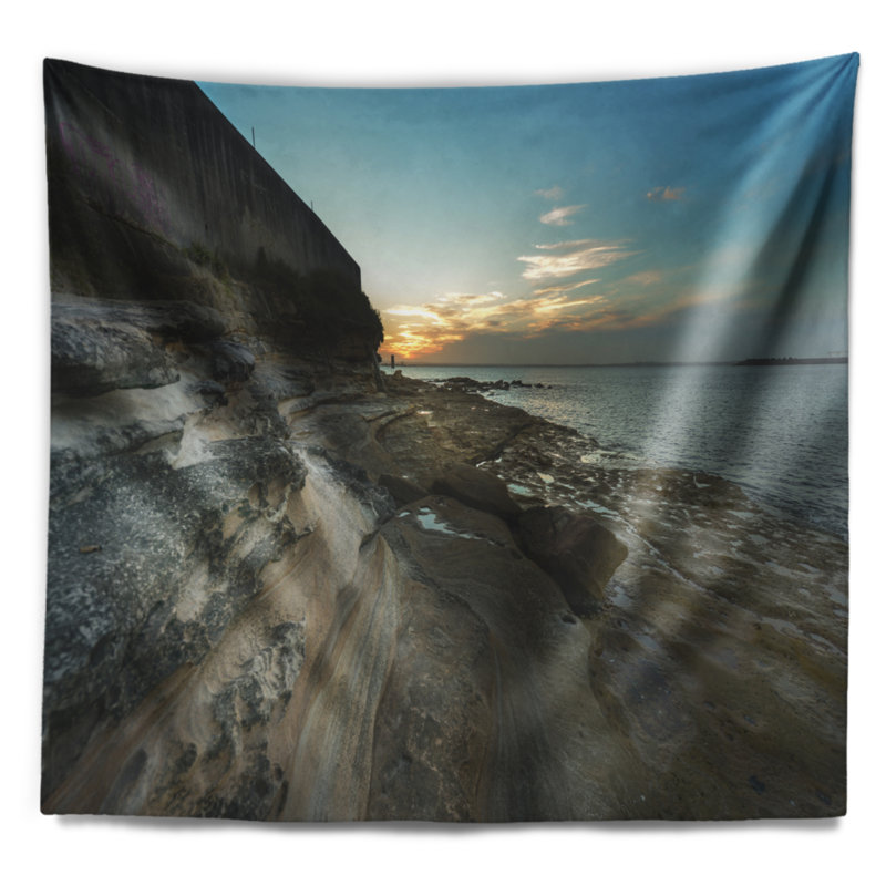Tapisserie de plage seascape rocky sydney, H 32 po x l 39 po