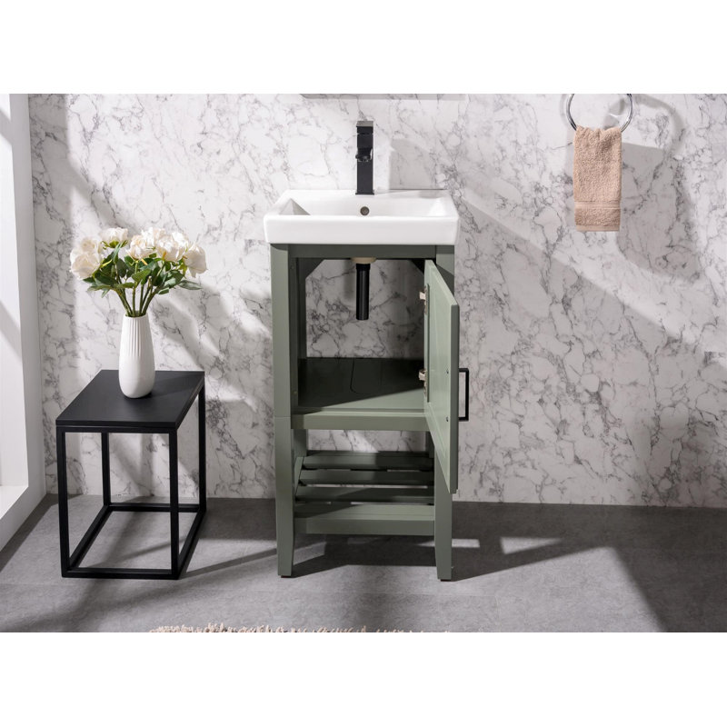 Meuble-lavabo simple 18 po, Étain, vert