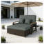 Canapé-lit d'extérieur gris en rotin avec repose-pieds avec rangement - mobilier de patio modulaire 4-en-1