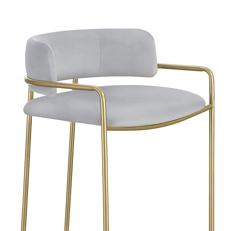 Grey And Gold Low Back Stool, Bar Stool