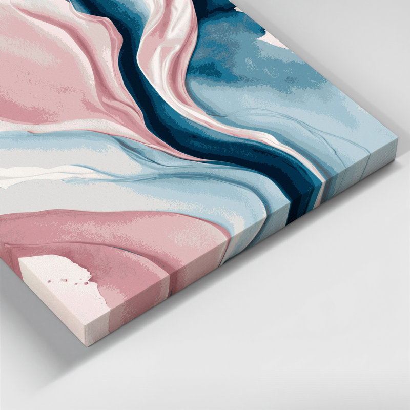 Aquarelle abstraite 66, art mural sur toile rose, H 16 po x l 16 po