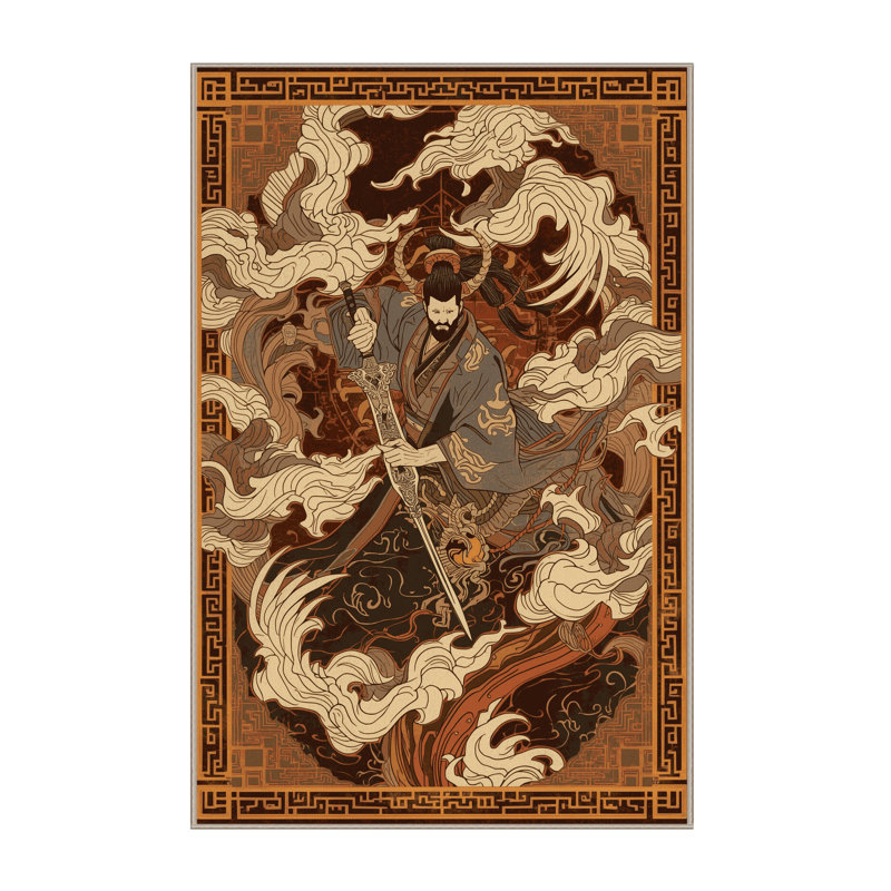 Tapis oriental moelleux doux et doux en tissu Duret Demon Slayer Archetype, 6 X 9