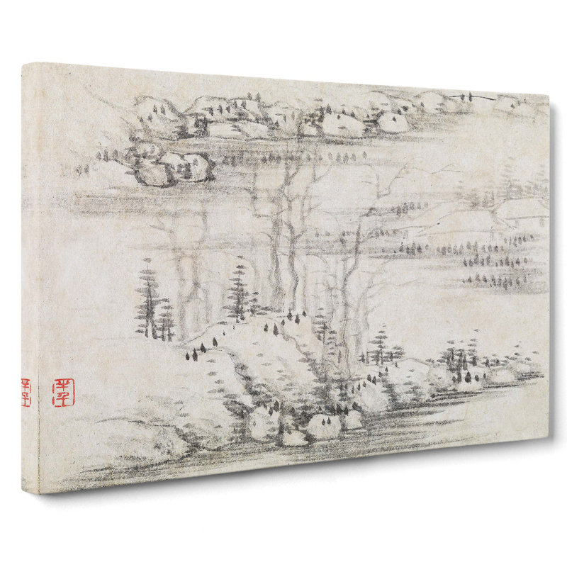 Landscape Sketch by Gong Xian - Wrapped Canvas Drawing - Wrapped Canvas, 35cm H x 50cm W x 3cm D