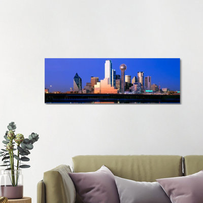 Night, Cityscape, Dallas, Texas, USA 1 Piece Wrapped Canvas Panoramic Wall Art
