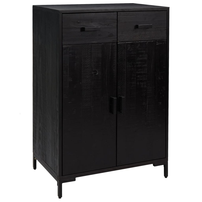 Solid Wood Shoe Storage Cabinet, Black