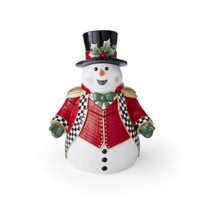 Christmas Tree BLACK&WHITE SNOWMAN COOKIE JAR
