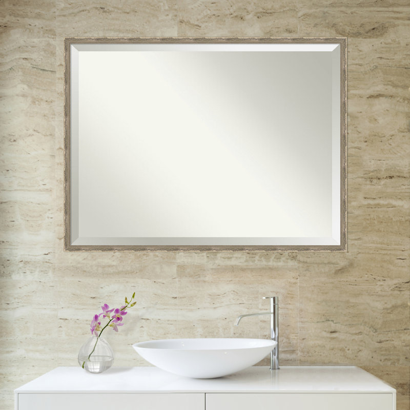 Miroir mural de salle de bain Mila, 31,5 po x 41,5 po, Argent foncé