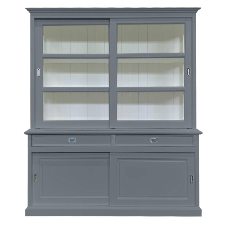 Stiles Solid Wood 188 cm W Display Cabinet, Trafic Grey