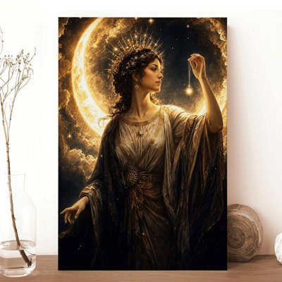 Canvas Wall Art Goddess Of The Moon Celestial Starlight Art Print Vintage Poster Print Home Decor