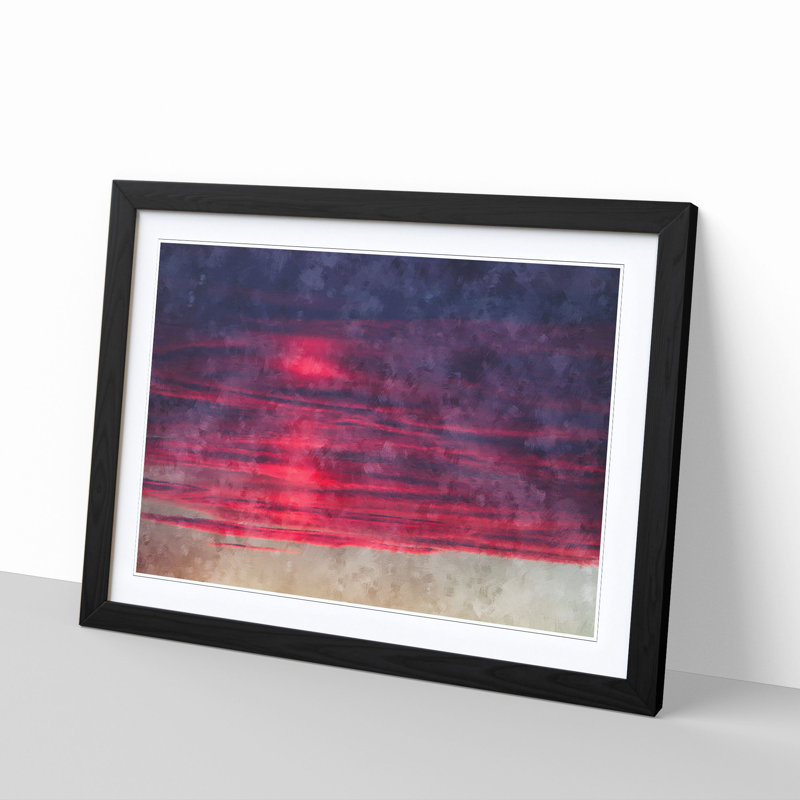 Burning Clouds Painting - Single Picture Frame Print on MDF, Black, 45cm H x 33cm W x 2cm D
