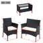4-Pieces All Weather PE Wicker Sofa Set, Patio Conversation Set with Removable Cushion for Garden and Backyard-1464484513