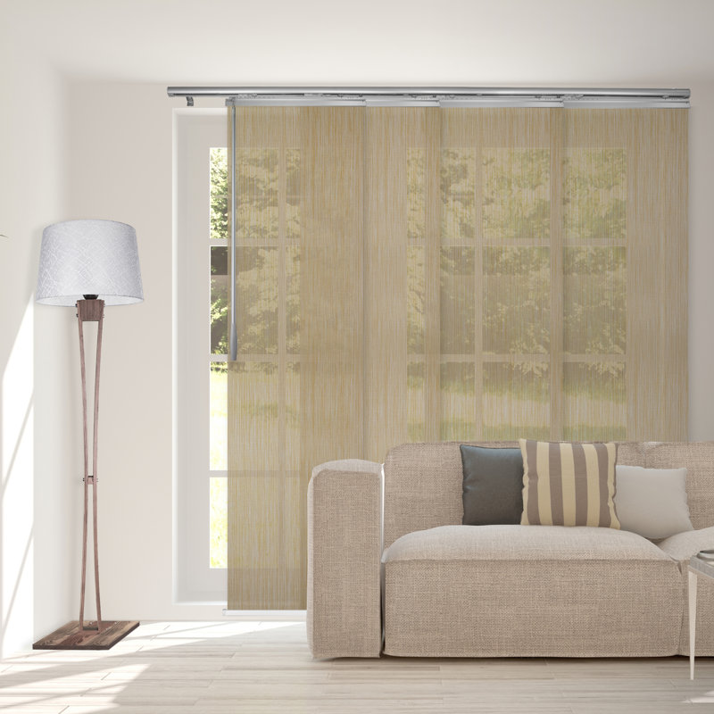 Rail extensible simple 4 panneaux Dappled Sand l 48 po à 88 po x H 116 po, largeur de panneau 23,5 po, Nickel satiné