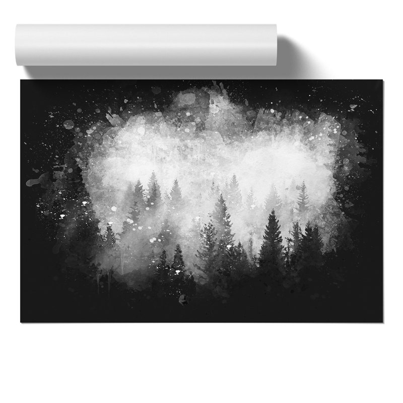 The Misty Forest - Unframed Painting, 30cm H x 42cm W x 0.1cm D