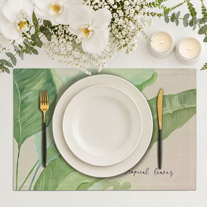 4-Piece Polyester Rectangle Dining Table Placemat