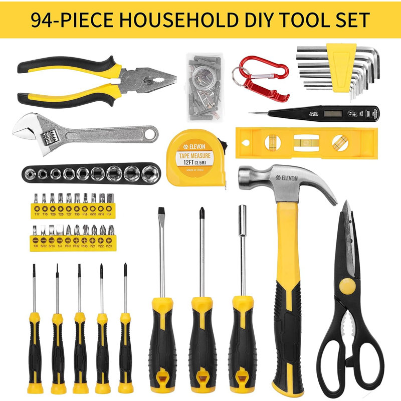 Ensemble d'outils 94 pièces avec outils complets et étui de rangement