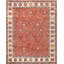 Nomad Hand Knotted Wool Geometric Area Rug in Rust/Ivory