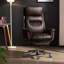 Fauteuil de bureau brun en cuir véritable + similicuir + alliage d'aluminium