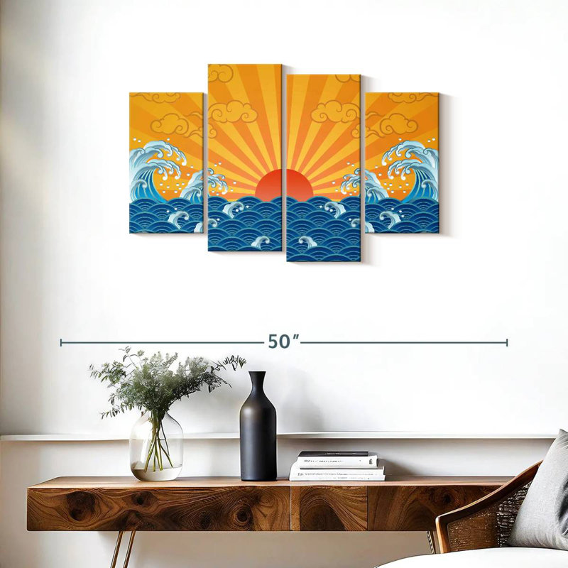 Gillard Oriental Sunrise Waves, H 22 po x l 36 po