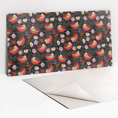 Self Adhesive Vinyl Splashback Wall Panel Sticker Tile Peel Stick 100x50 cm Ramen soup