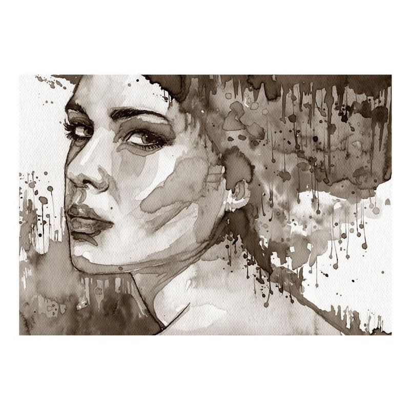 Aquarelle, femme, portrait, art mural, non collé, Noir, L 27 po x l 39 po