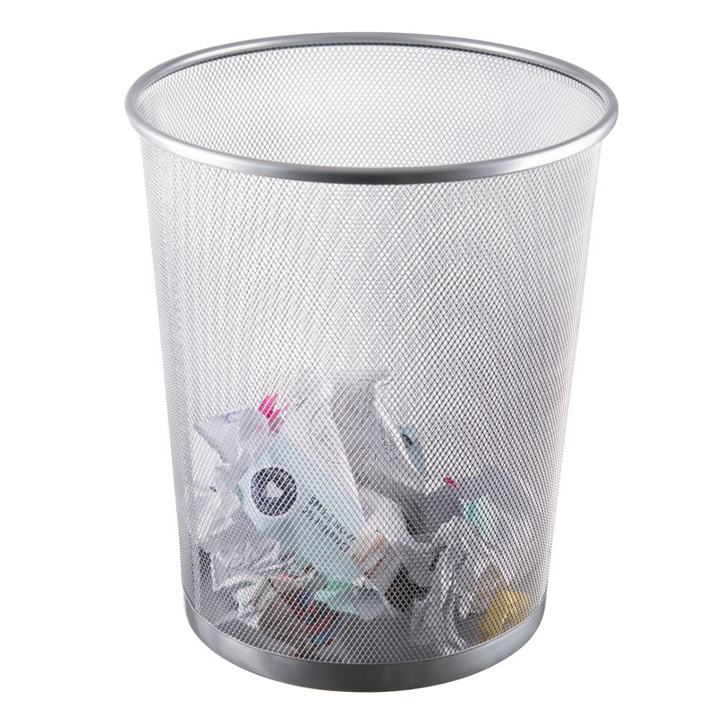 Steel Open Waste Basket - 4.75 Gallons, Silver