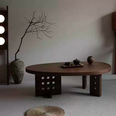 Round solid wood coffee table