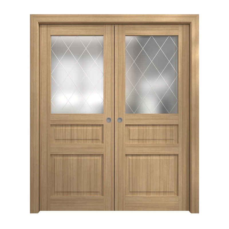 Portes coulissantes françaises à double poche | Ego 5011 | Ensemble de quincaillerie de rail | Portes intérieures modernes en bois massif pour chambre à coucher