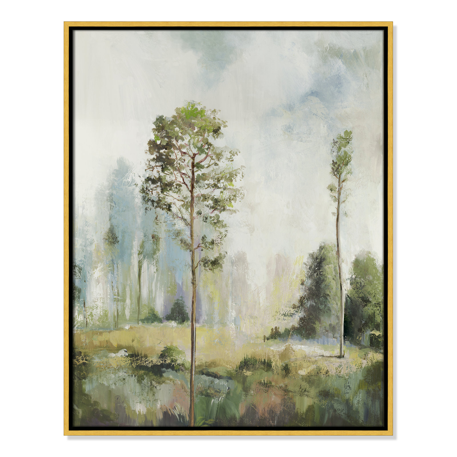 Teton "Tall Green Trees I" Print by Allison Pearce, 29.5" H x 23.5" W, Gold