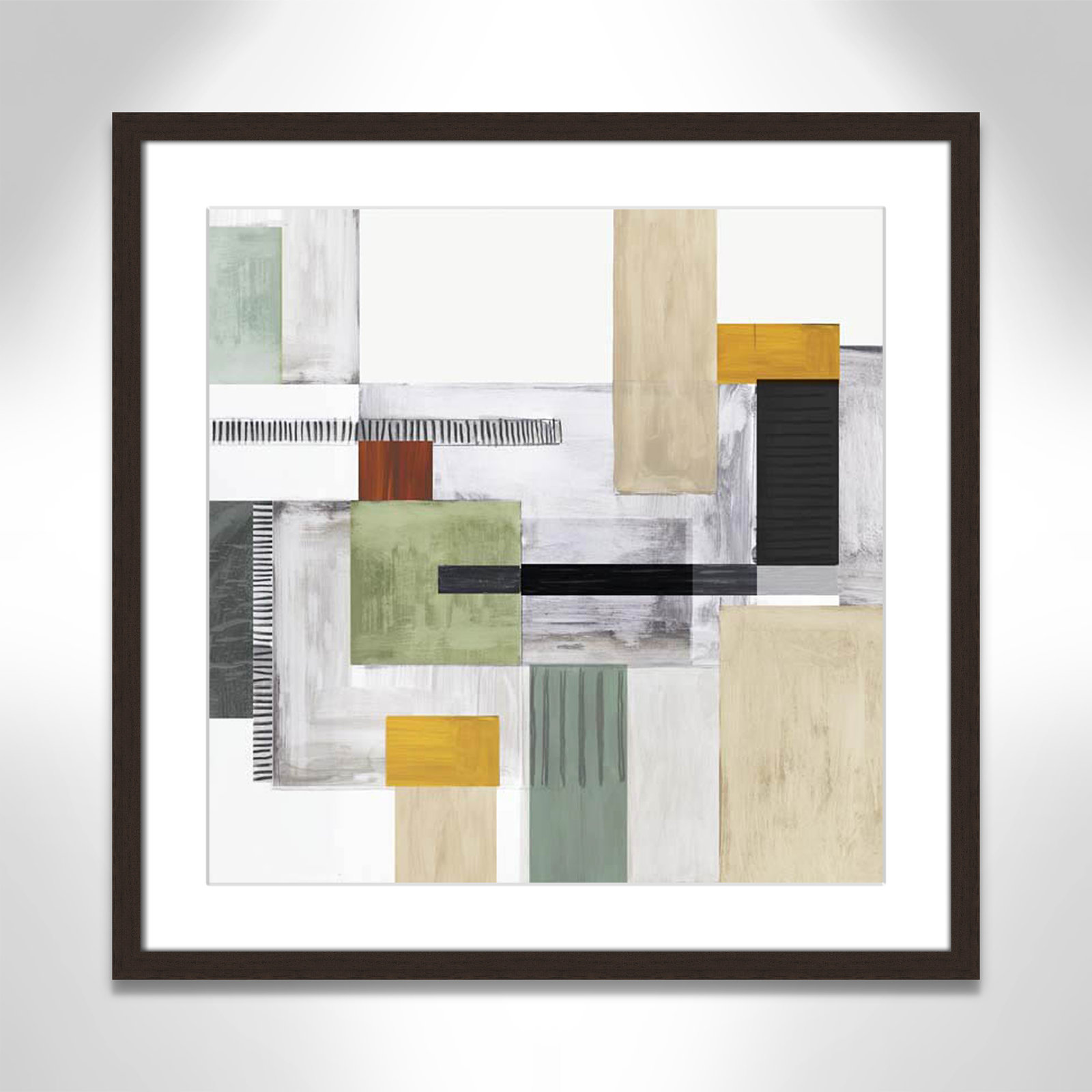 Playful Blocks Print, 23.5" H x 23.5" W x 0.75" D, Walnut Box Framed