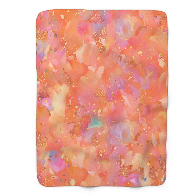Jeté 1 pièce en sherpa Glittered Peach Radiance, Grand lit
