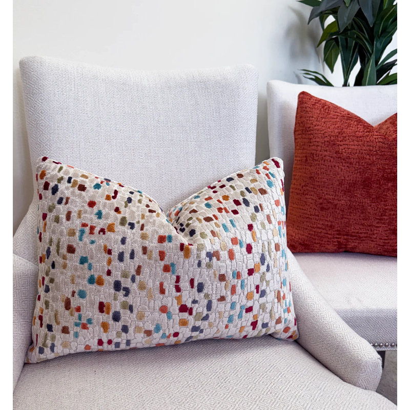 Housse de coussin en velours mosaïque, Coucher de soleil, 14 x 20 po
