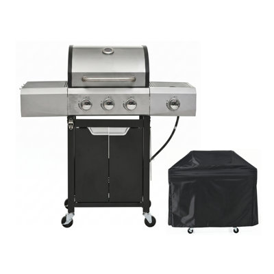3-Burner Propane Gas Grill With 1 Side Burner For Outdoor BBQ,Camping.