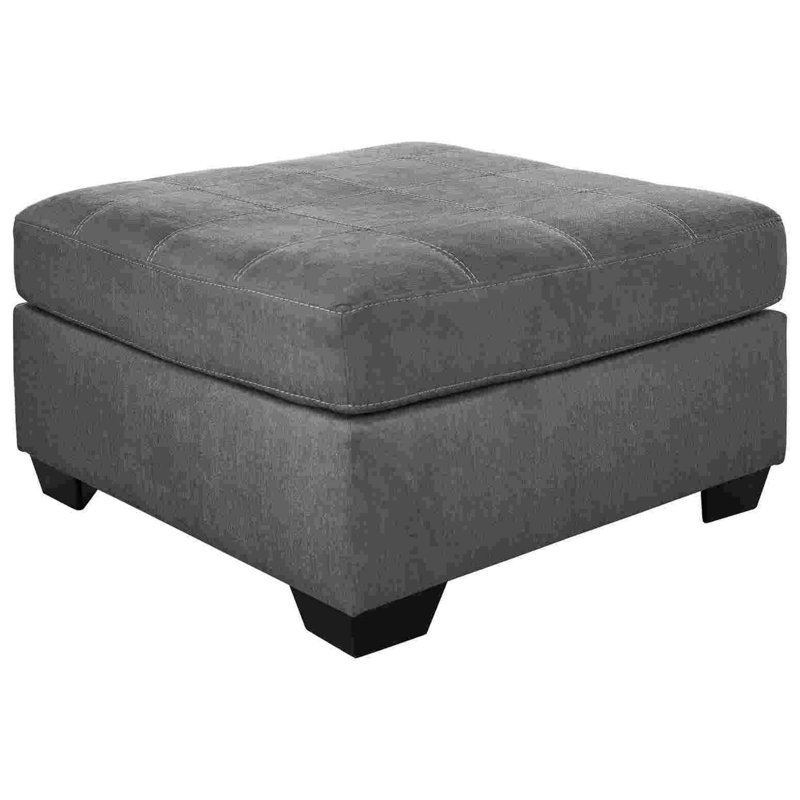 Repose-pieds d'appoint surdimensionné avec coutures, gris, Velours gris