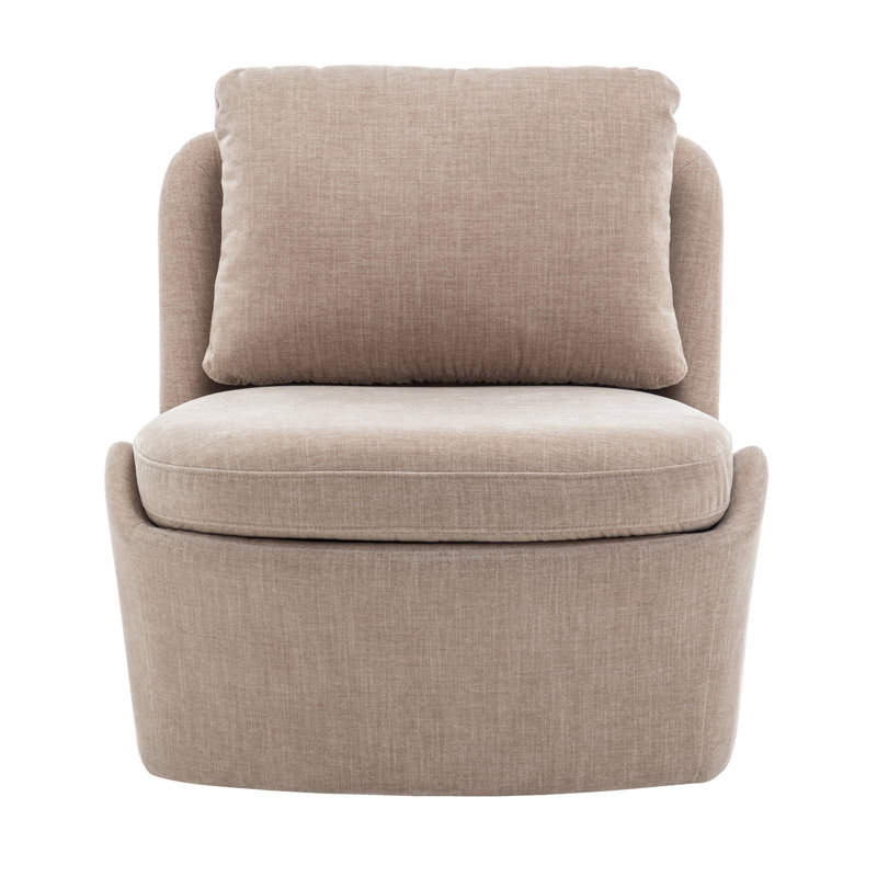 Oliver Armless Swivel Chair, Taupe Faux Leather