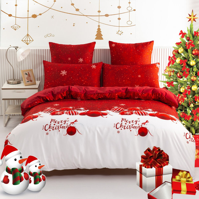 Housse de couette Nayoroom Merry Christmas, Housse de couette grand + 2 taies d'oreiller grand