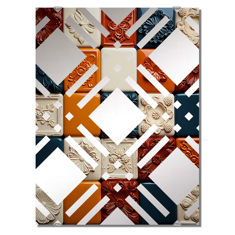 Shamaya - Grand miroir mural à carreaux abstraits MIR136331, 40 po x 30 po