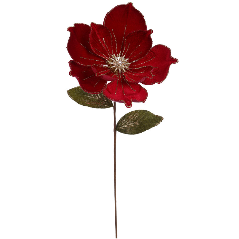 Jeweled Magnolia Decorative Accent, Red/Green
