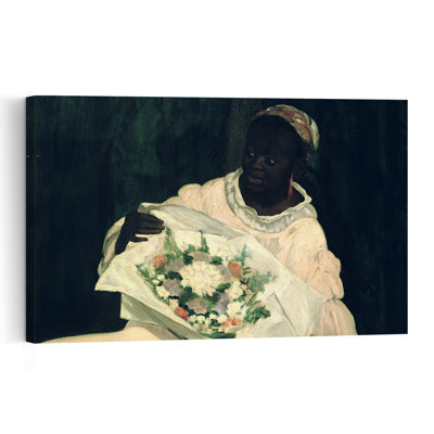 Olympia, Detail Of The Black Servant, 1863 Abstract Contemporary Flower Wall Art Print by Edouard Manet - 1 Piece Wrapped Canvas Wall Art