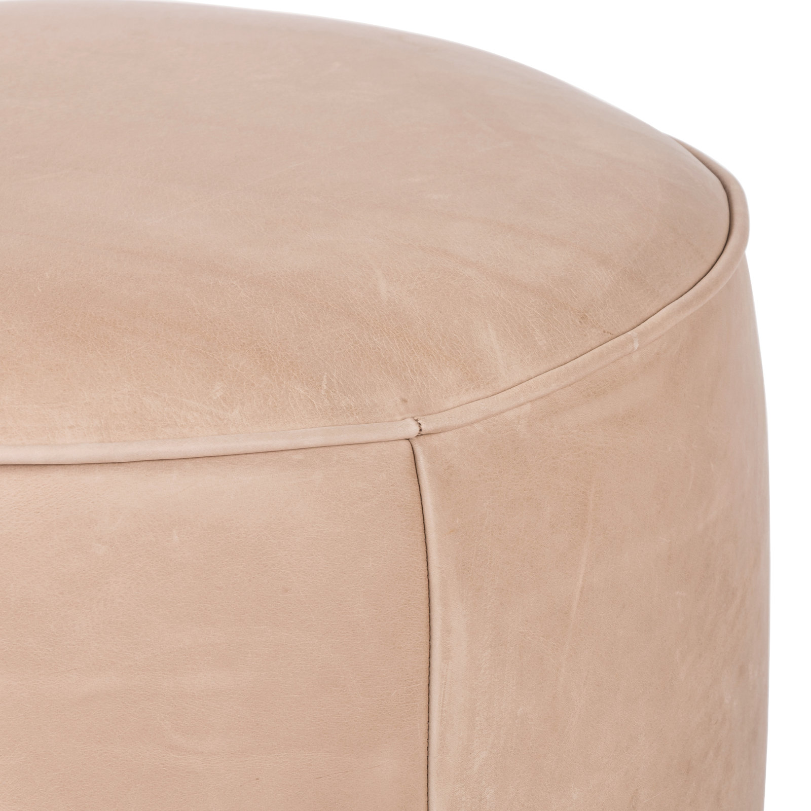 Acker Upholstered Ottoman, Pink Genuine Leather