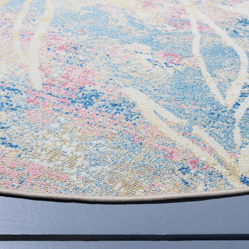 Barbados 500 Performance Floral Indoor/Outdoor Area Rug, Round 6'6"